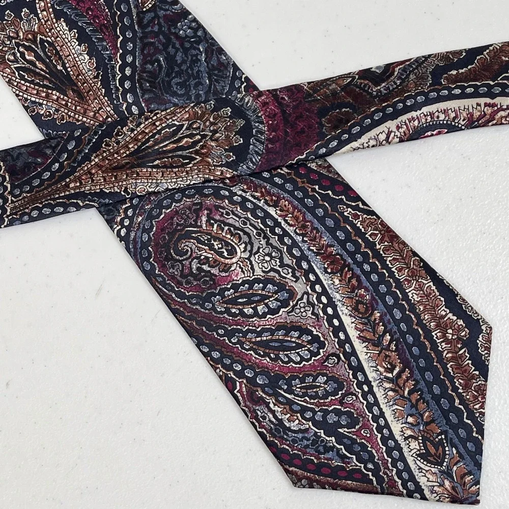 Vintage Stafford Paisley Silk Tie Multicolor Italian Silk Geometric Pattern 90s‎